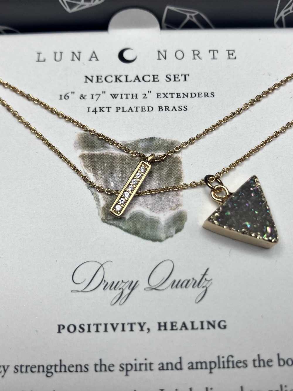 Luna Norte Gold Druzy Quartz Layered Necklace Set